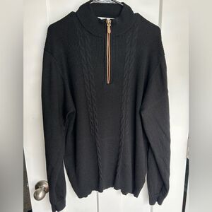 Turnbury XL  100% Extra Fine Merino Wool Quarter Zip Sweater Cable Fisherman